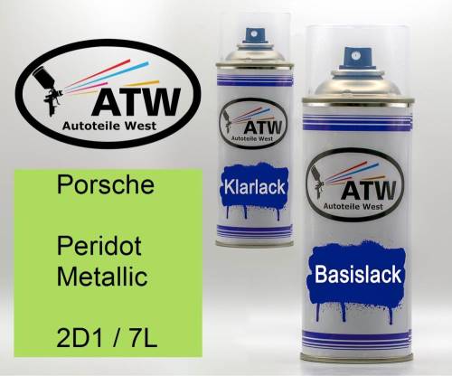 Porsche, Peridot Metallic, 2D1 / 7L: 400ml Sprühdose + 400ml Klarlack - Set, von ATW Autoteile West.
